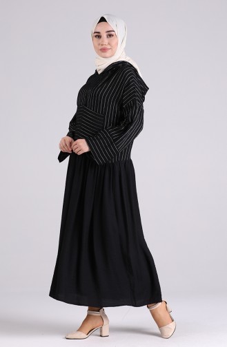 Aerobin Fabric Striped Dress 20019-02 Black 20019-02