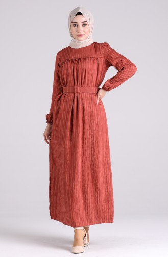 Brick Red Hijab Dress 0051-06