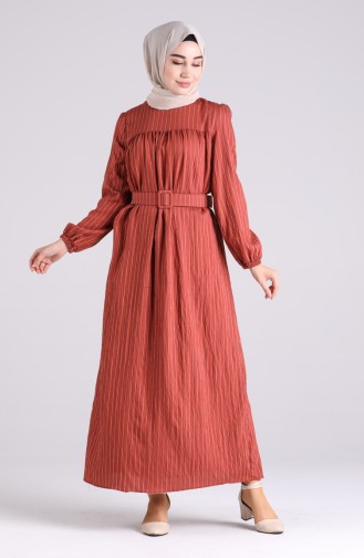 Brick Red Hijab Dress 0051-06