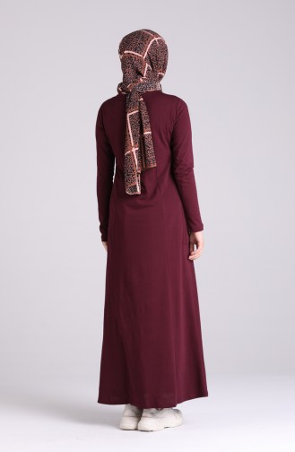 Cotton Dress with Pockets 0321-02 Burgundy 0321-02