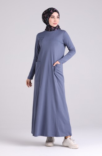 Cotton Dress with Pockets 0321-03 Indigo 0321-03