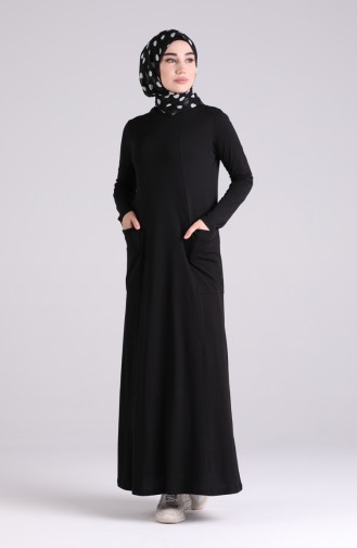 Cotton Dress with Pockets 0321-04 Black 0321-04