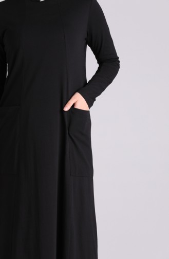 Cotton Dress with Pockets 0321-04 Black 0321-04
