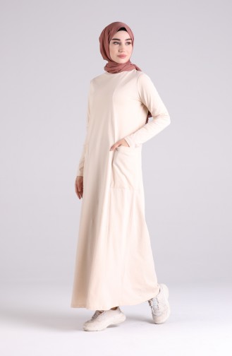 Cotton Dress with Pockets 0321-07 Cream 0321-07