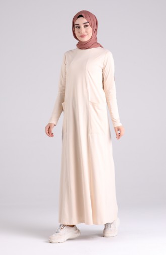 Creme Hijab Kleider 0321-07