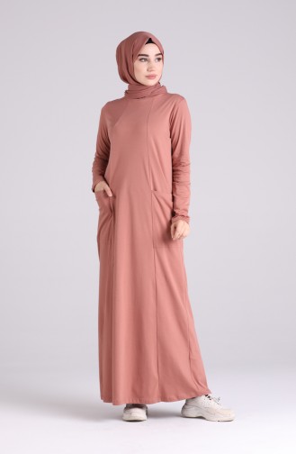 Robe Hijab Rose Orange pâle 0321-08