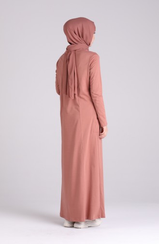 Gelblichrosa Hijab Kleider 0321-08
