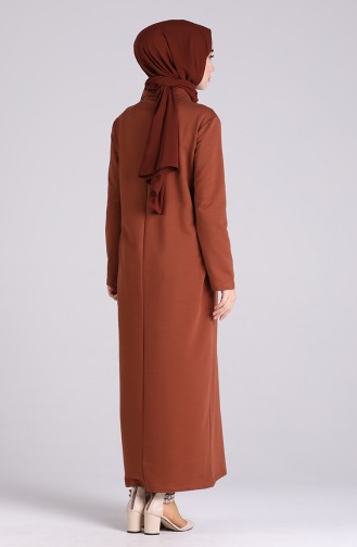 Fermuarlı Elbise 0367-01 Taba