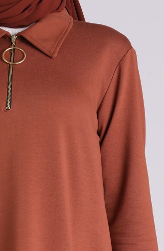 Fermuarlı Elbise 0367-01 Taba