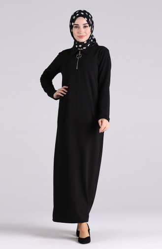 Schwarz Hijab Kleider 0367-02