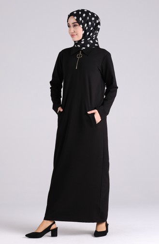 Fermuarlı Elbise 0367-02 Siyah