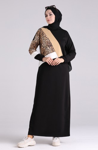 Leopard Garnish Dress 0400-01 Black 0400-01