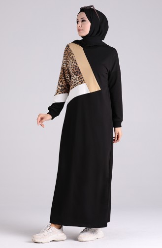 Leopard Garnish Dress 0400-01 Black 0400-01