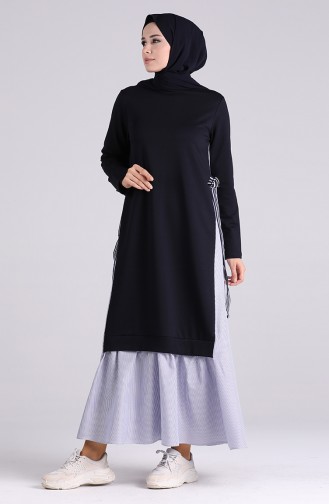 Dunkelblau Hijab Kleider 91006-02