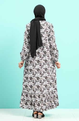 Patterned Dress with Free Mask 1407-04 Ecru Black 1407-04