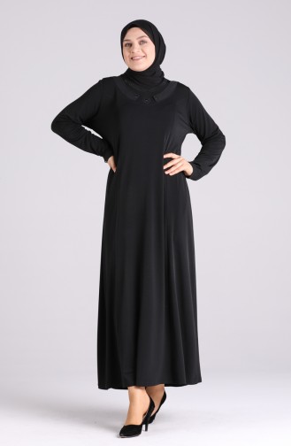 Schwarz Hijab Kleider 4576-01