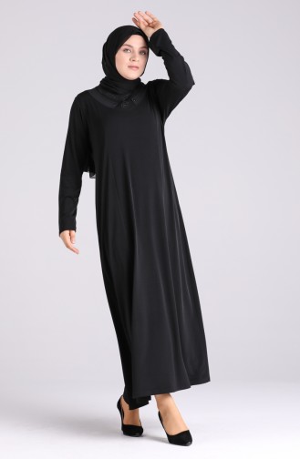 Schwarz Hijab Kleider 4576-01