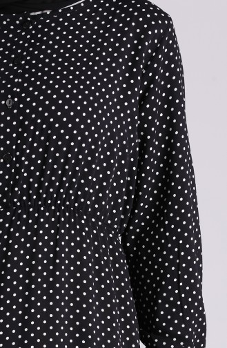 Puantiyeli Elbise 4043-01 Siyah