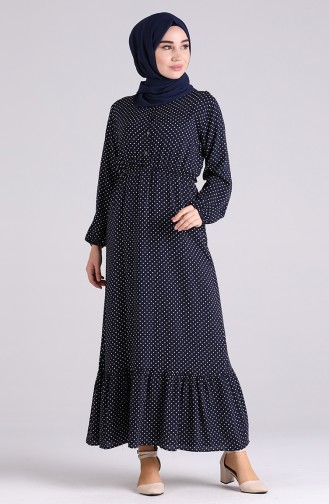 Polka Dot Dress 4043-02 Navy Blue 4043-02