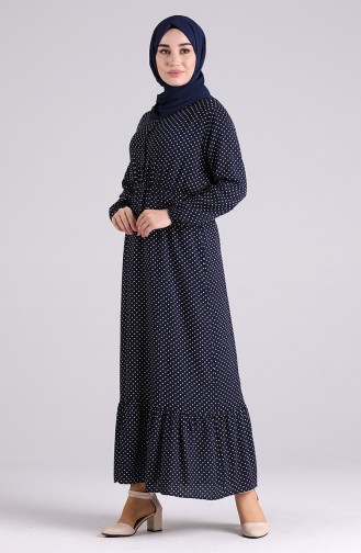 Polka Dot Dress 4043-02 Navy Blue 4043-02
