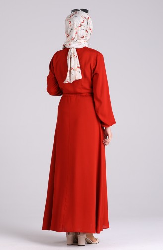 Brick Red Hijab Dress 4055-02