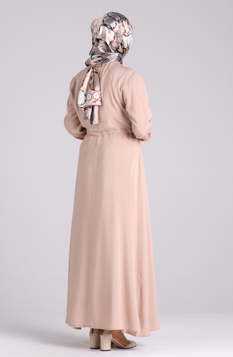 Beige Hijab Dress 4055-04