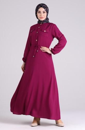 Plum Hijab Dress 4055-05