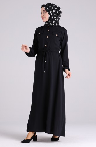Schwarz Hijab Kleider 4055-06