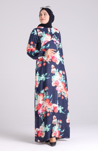 Navy Blue İslamitische Jurk 3070-02
