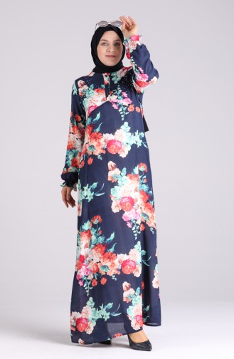 Navy Blue İslamitische Jurk 3070-02