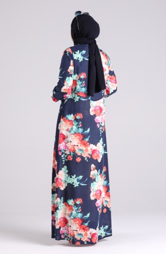 Navy Blue İslamitische Jurk 3070-02