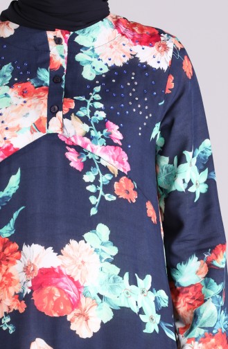 Navy Blue İslamitische Jurk 3070-02