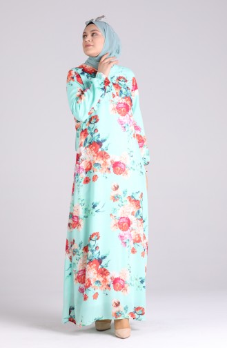 Grün Hijab Kleider 3070-03