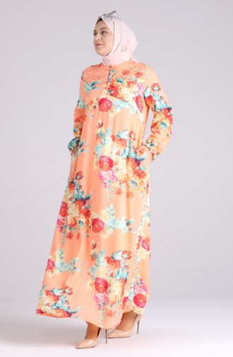 Lachsrosa Hijab Kleider 3070-04