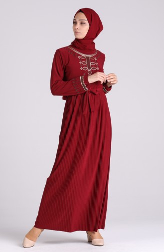 Sandy Embroidered Dress 5757-02 Burgundy 5757-02