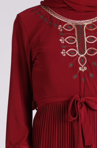 Sandy Embroidered Dress 5757-02 Burgundy 5757-02