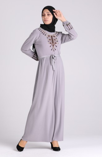 Grau Hijab Kleider 5757-04