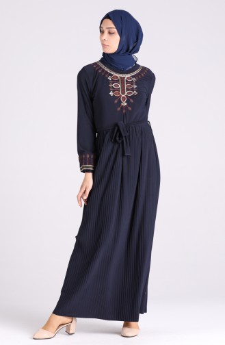 Sandy Embroidered Dress 5757-06 Navy Blue 5757-06