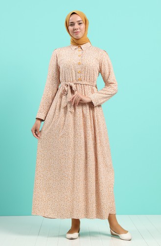 Mustard Hijab Dress 7099A-03