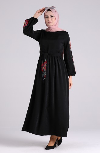 Schwarz Hijab Kleider 8082-01