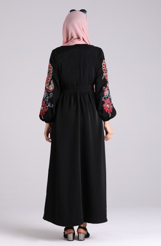Schwarz Hijab Kleider 8082-01