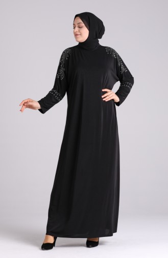 Plus Size Stone Printed Sandy Dress 1638-01 Black 1638-01