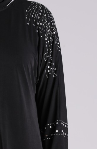 Büyük Beden Taş Baskılı Sandy Elbise 1638-01 Siyah