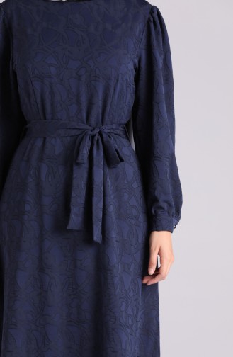 Belted Dress 60171-02 Navy Blue 60171-02