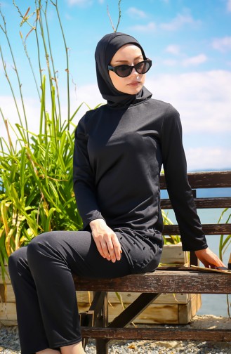 Schwarz Hijab Badeanzug 1013-01