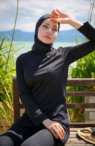 Maillot de Bain Hijab Noir 1013-01