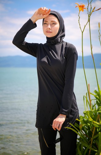 Schwarz Hijab Badeanzug 1013-01