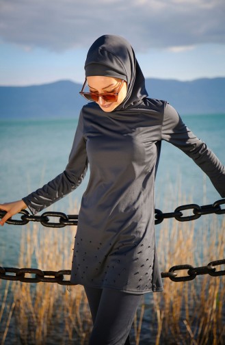 Rauchgrau Hijab Badeanzug 1013-02
