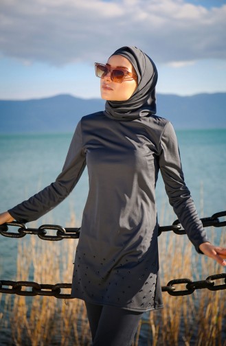 Rauchgrau Hijab Badeanzug 1013-02