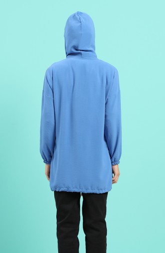 Kapüşonlu Tunik 5736-06 Mavi